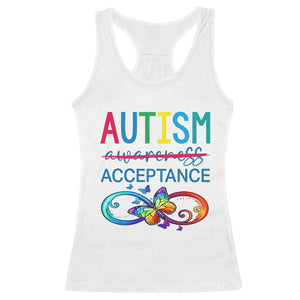 Autism Acceptance Racerback Tank Top Neurodivergent Support Infinity Butterfly Symbol TS14 White Print Your Wear