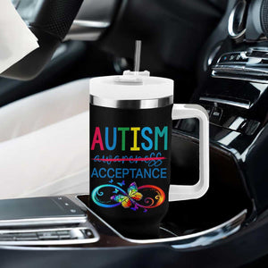 Autism Acceptance Tumbler With Handle Neurodivergent Support Infinity Butterfly Symbol TS14 Print Your Wear