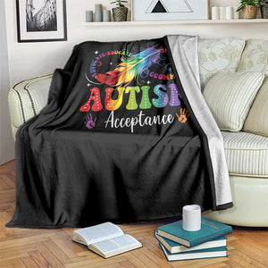 Autism Acceptance Throw Blanket Neurodivergent Support Rainbow Feather Infinity Symbol TS14 Print Your Wear