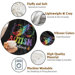 Autism Acceptance Throw Blanket Neurodivergent Support Rainbow Feather Infinity Symbol TS14 Print Your Wear