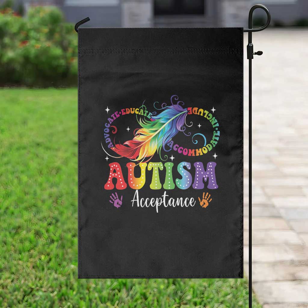 Autism Acceptance Garden Flag Neurodivergent Support Rainbow Feather Infinity Symbol TS14 Print Your Wear