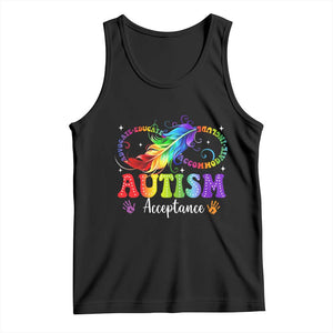 Autism Acceptance Tank Top Neurodivergent Support Rainbow Feather Infinity Symbol TS14 Black Print Your Wear
