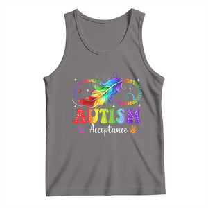 Autism Acceptance Tank Top Neurodivergent Support Rainbow Feather Infinity Symbol TS14 Deep Heather Print Your Wear