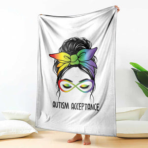 Autism Acceptance Throw Blanket Neurodiversity Awareness Messy Bun Women TS14 Print Your Wear