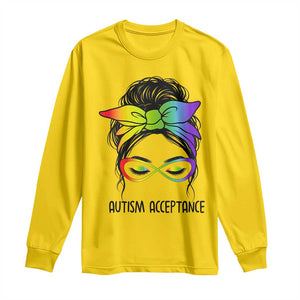 Autism Acceptance Long Sleeve Shirt - Neurodiversity Awareness Messy Bun Women TS14 Daisy Print Your Wear