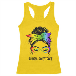 Autism Acceptance Racerback Tank Top Neurodiversity Awareness Messy Bun Women TS14 Daisy Print Your Wear