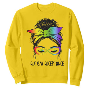 Autism Acceptance Sweatshirt - Neurodiversity Awareness Messy Bun Women TS14 Daisy Print Your Wear