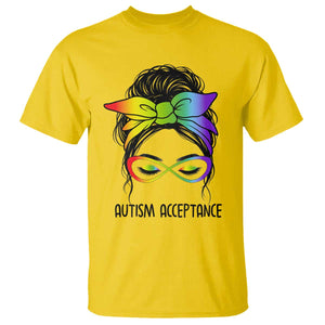 Autism Acceptance T Shirt - Neurodiversity Awareness Messy Bun Women TS14 Daisy Print Your Wear