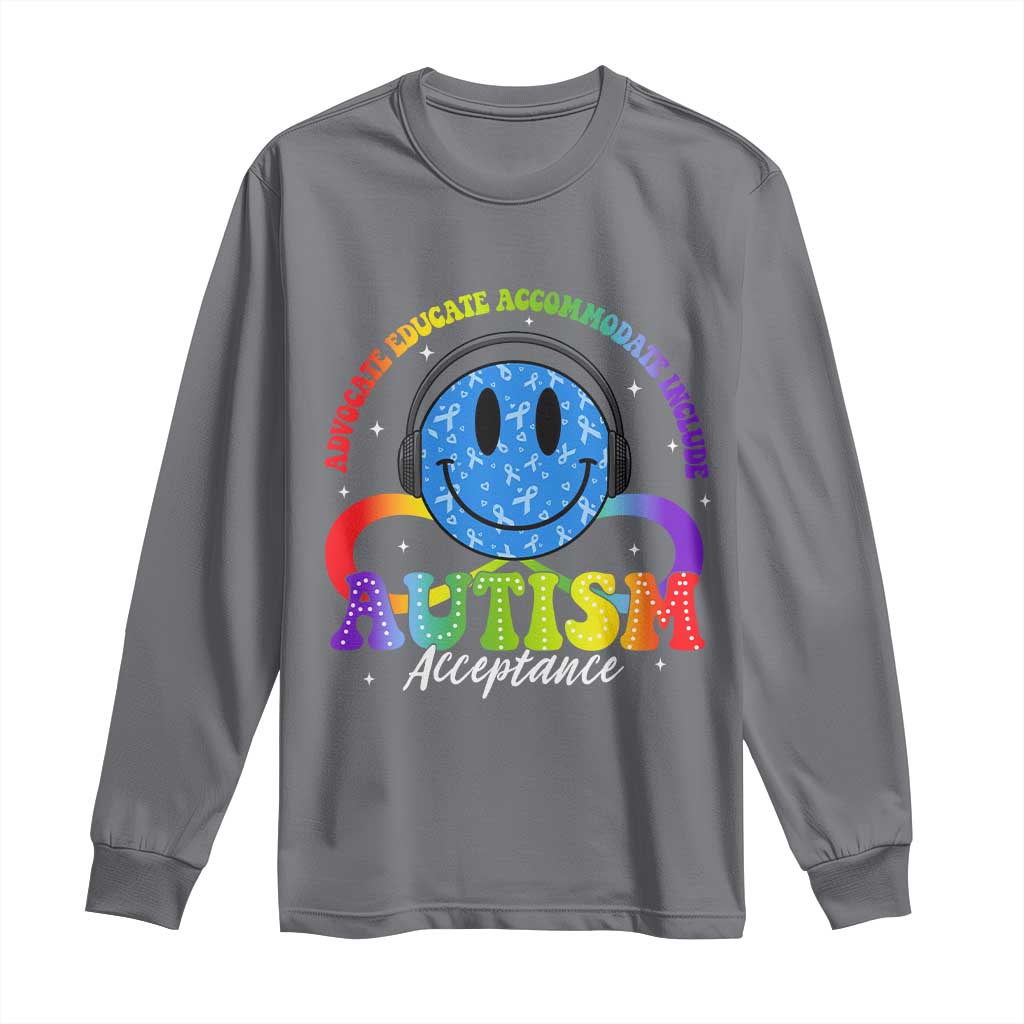 Autism Acceptance Long Sleeve Shirt - Special Education Teacher Kids Neurodiversity Awareness TS14 Charcoal Print Your Wear
