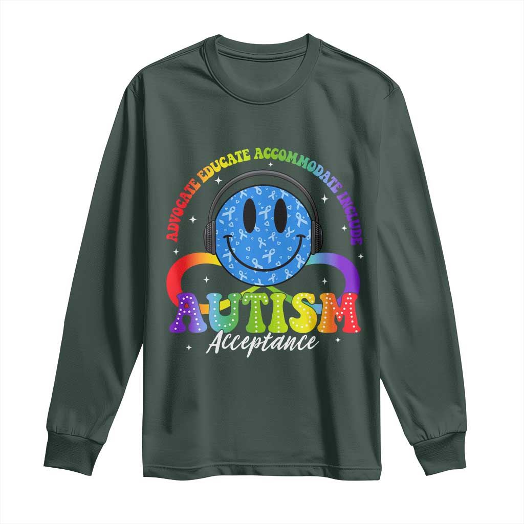 Autism Acceptance Long Sleeve Shirt - Special Education Teacher Kids Neurodiversity Awareness TS14 Dark Forest Green Print Your Wear