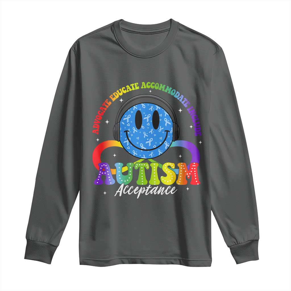 Autism Acceptance Long Sleeve Shirt - Special Education Teacher Kids Neurodiversity Awareness TS14 Dark Heather Print Your Wear