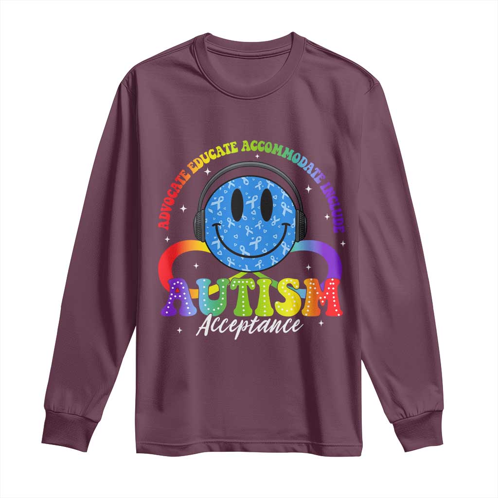 Autism Acceptance Long Sleeve Shirt - Special Education Teacher Kids Neurodiversity Awareness TS14 Maroon Print Your Wear