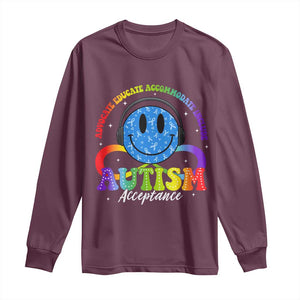 Autism Acceptance Long Sleeve Shirt - Special Education Teacher Kids Neurodiversity Awareness TS14 Maroon Print Your Wear