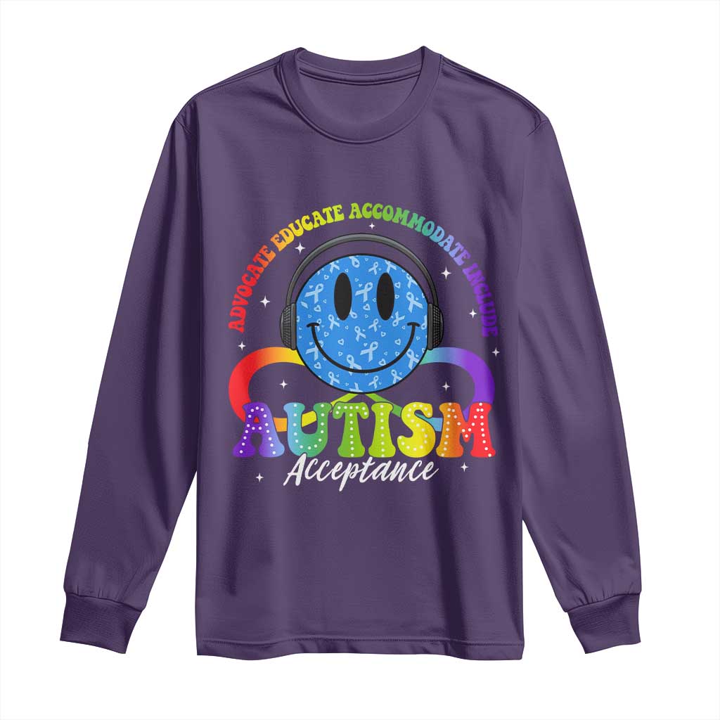 Autism Acceptance Long Sleeve Shirt - Special Education Teacher Kids Neurodiversity Awareness TS14 Purple Print Your Wear