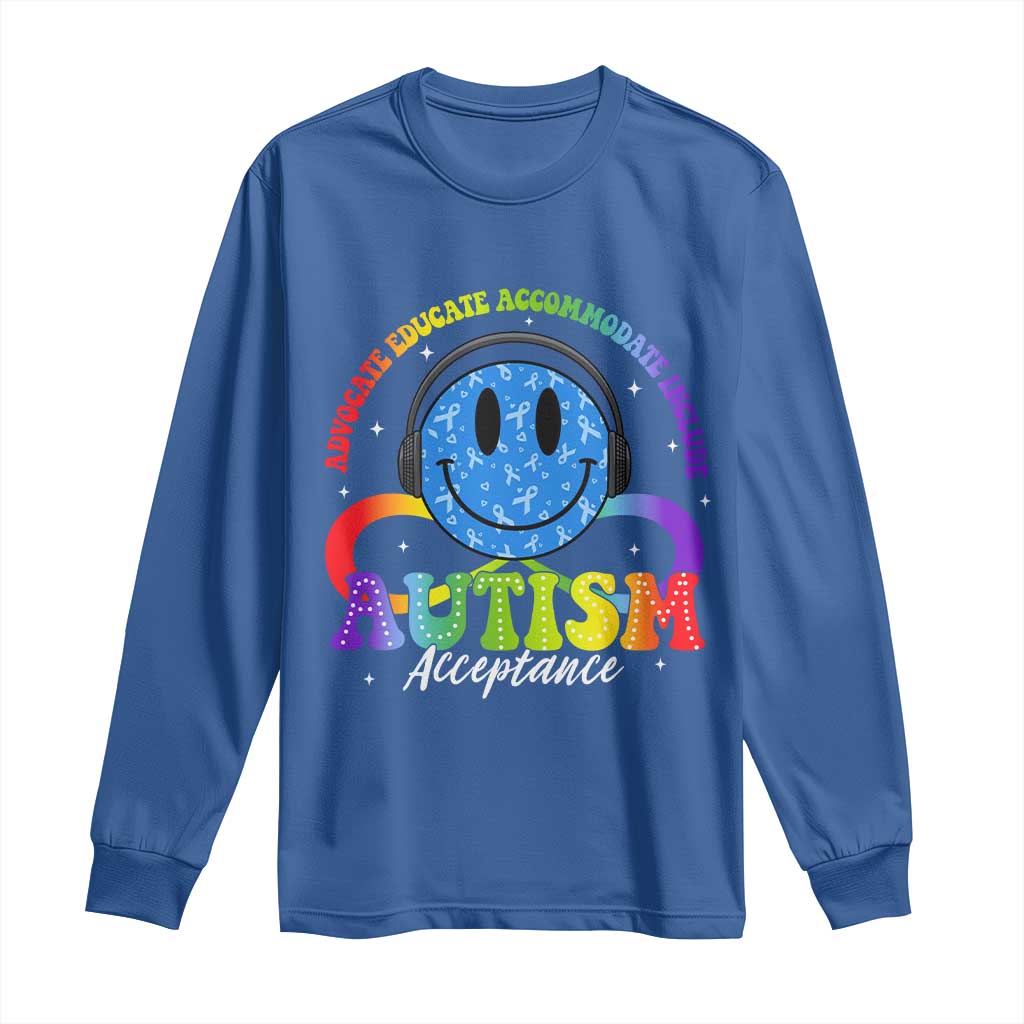 Autism Acceptance Long Sleeve Shirt - Special Education Teacher Kids Neurodiversity Awareness TS14 Royal Blue Print Your Wear