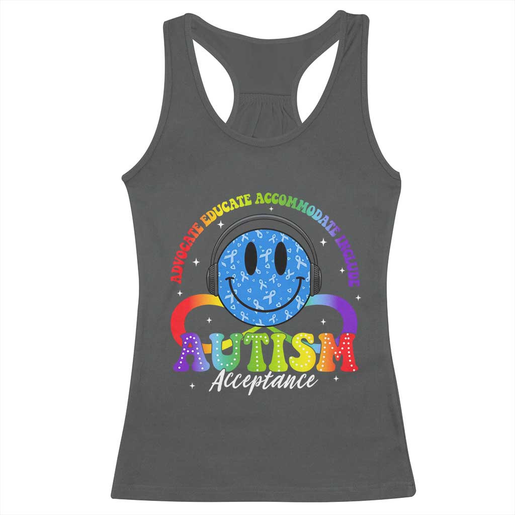Autism Acceptance Racerback Tank Top Acceptance Special Education Teacher Kids TS14 Dark Heather Print Your Wear