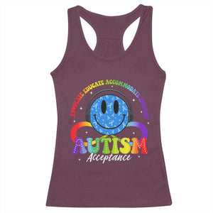 Autism Acceptance Racerback Tank Top Acceptance Special Education Teacher Kids TS14 Maroon Print Your Wear