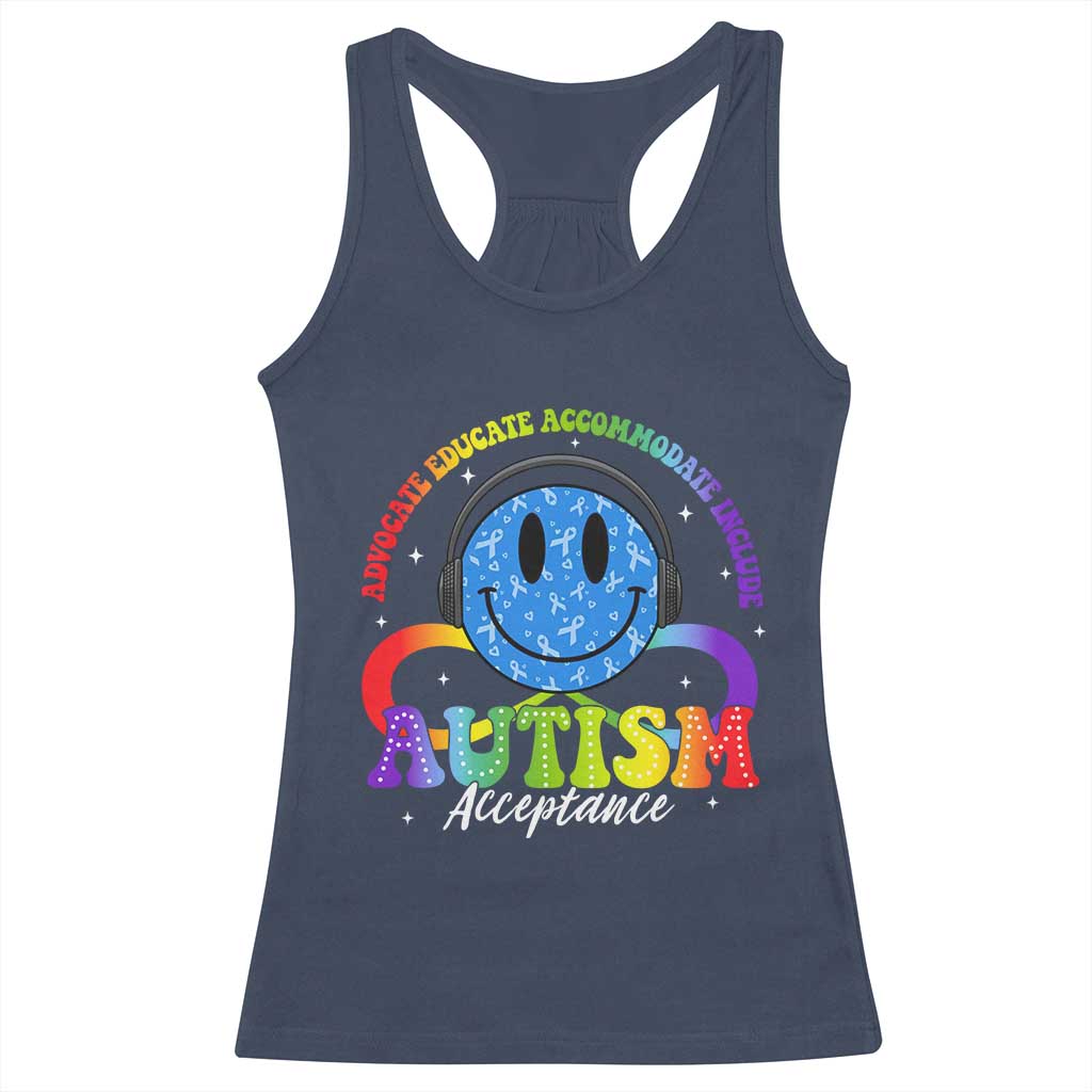 Autism Acceptance Racerback Tank Top Acceptance Special Education Teacher Kids TS14 Navy Print Your Wear