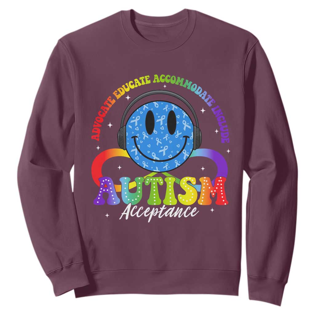 Autism Acceptance Sweatshirt - Special Education Teacher Kids Neurodiversity Awareness TS14 Maroon Print Your Wear