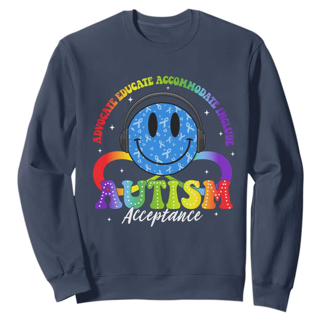 Autism Acceptance Sweatshirt - Special Education Teacher Kids Neurodiversity Awareness TS14 Navy Print Your Wear