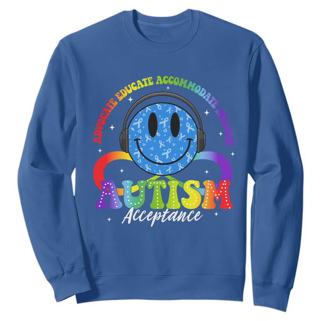 Autism Acceptance Sweatshirt - Special Education Teacher Kids Neurodiversity Awareness TS14 Royal Blue Print Your Wear