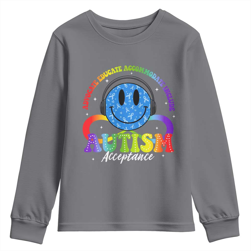Autism Acceptance Youth Sweatshirt Acceptance Special Education Teacher Kids TS14 Charcoal Print Your Wear