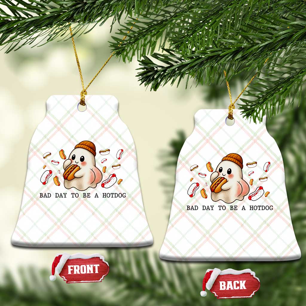 Funny Hot Dog Ghost Halloween Ceramic Ornament Bad Day To Be A Hotdog TS14 Print Your Wear