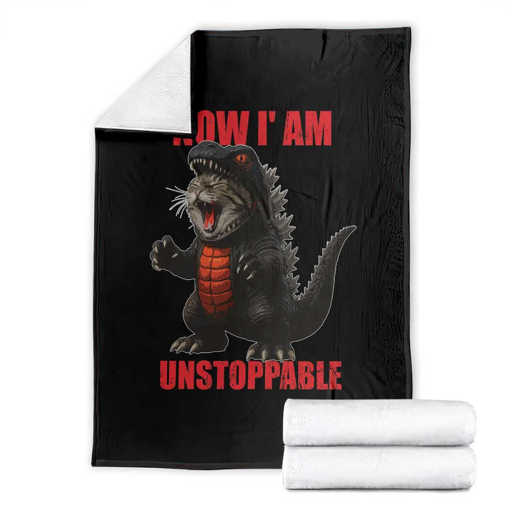 Now I Am Unstoppable Throw Blanket Funny Cat Japanese Anime Kawaii TS14 Black Print Your Wear