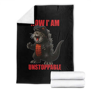 Now I Am Unstoppable Throw Blanket Funny Cat Japanese Anime Kawaii TS14 Black Print Your Wear