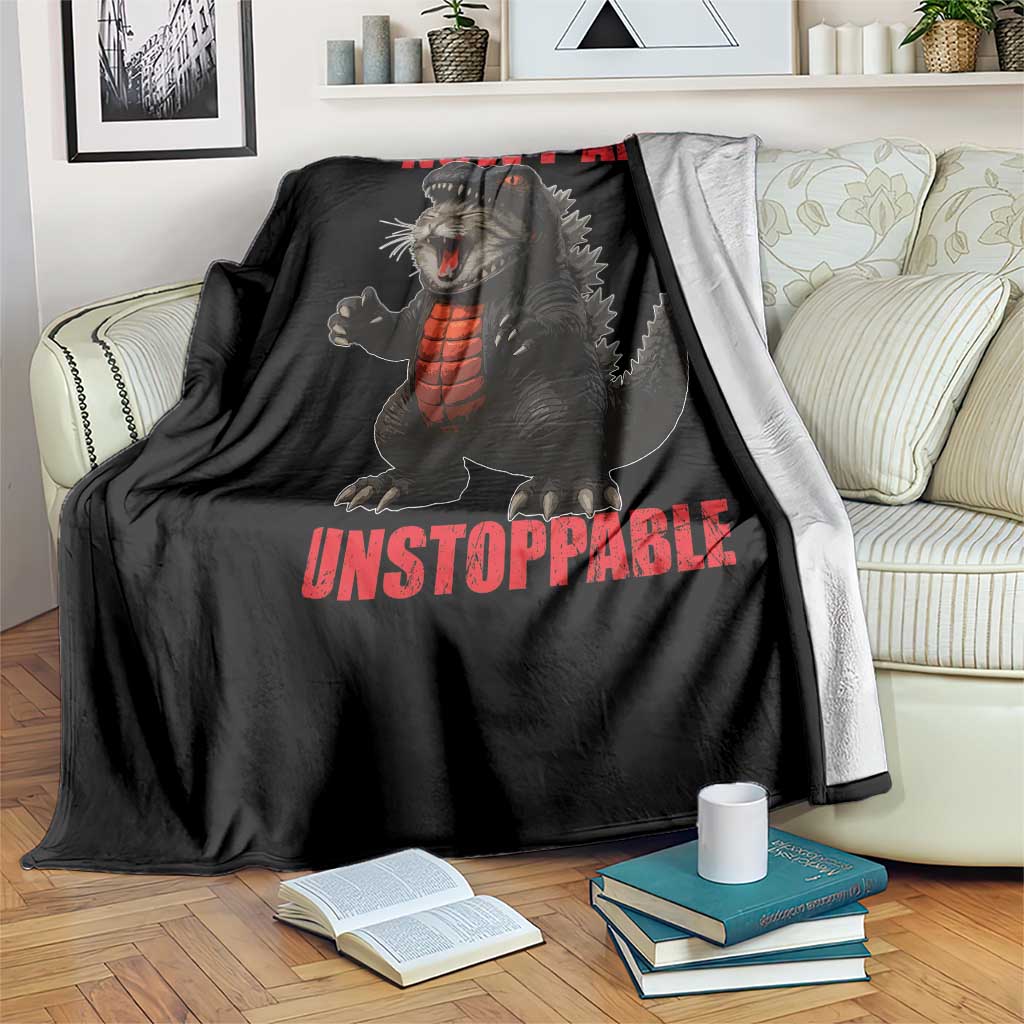 Now I Am Unstoppable Throw Blanket Funny Cat Japanese Anime Kawaii TS14 Print Your Wear