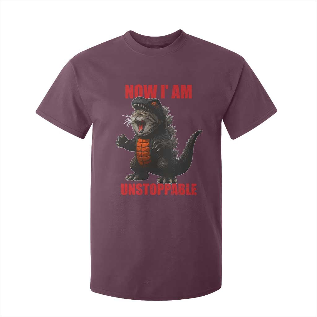 Now I Am Unstoppable T Shirt For Kid Funny Cat Japanese Anime Kawaii TS14 Maroon Print Your Wear