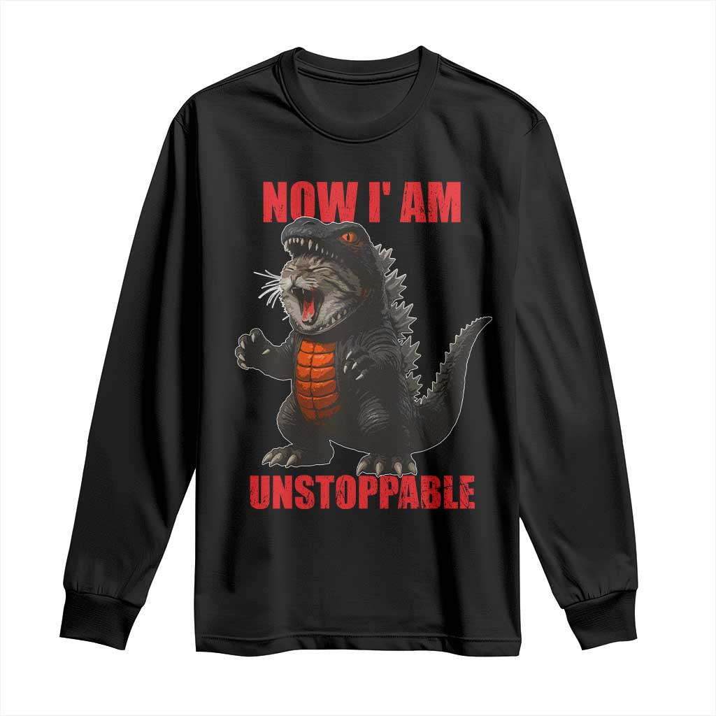 Now I Am Unstoppable Long Sleeve Shirt Funny Cat Japanese Anime Kawaii TS14 Black Print Your Wear