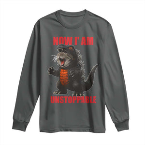 Now I Am Unstoppable Long Sleeve Shirt Funny Cat Japanese Anime Kawaii TS14 Dark Heather Print Your Wear