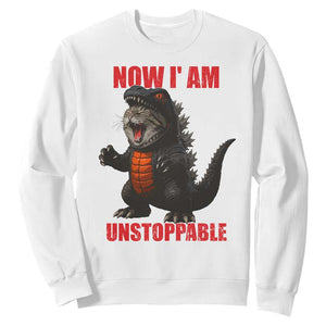 Now I Am Unstoppable Sweatshirt Funny Cat Japanese Anime Kawaii TS14 White Print Your Wear