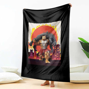 Japanese Kaiju Cat Cityscape Meme Throw Blanket TS14 Print Your Wear