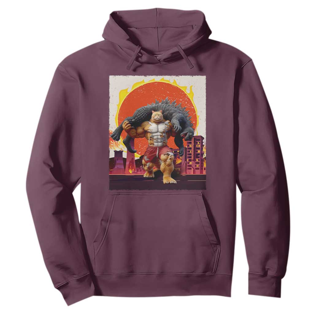 Japanese Kaiju Cat Cityscape Meme Hoodie TS14 Maroon Print Your Wear