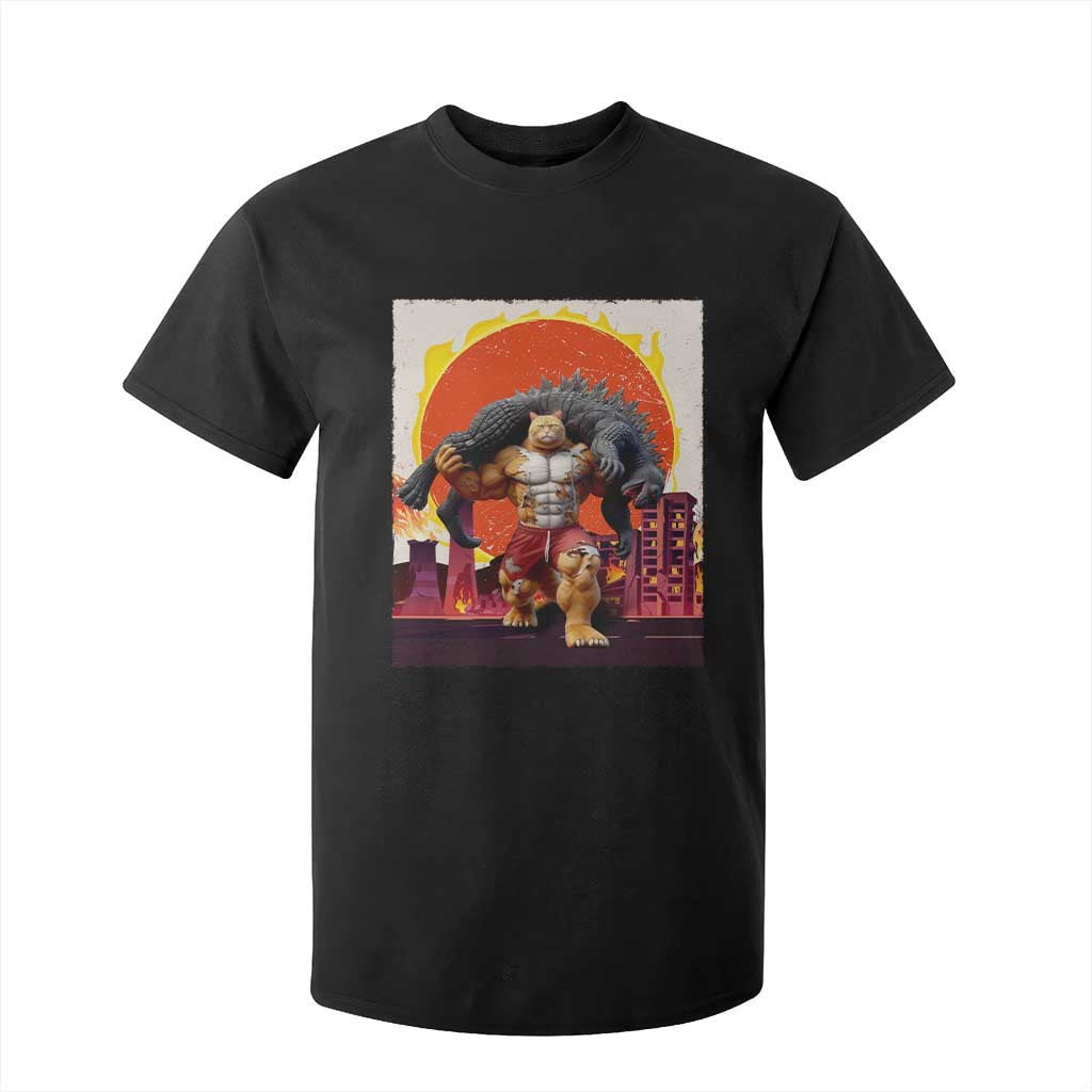 Japanese Kaiju Cat Cityscape Meme T Shirt For Kid TS14 Black Print Your Wear