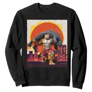 Japanese Kaiju Cat Cityscape Meme Sweatshirt TS14 Black Print Your Wear