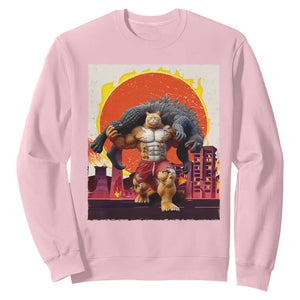 Japanese Kaiju Cat Cityscape Meme Sweatshirt TS14 Light Pink Print Your Wear