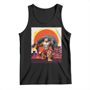 Japanese Kaiju Cat Cityscape Meme Tank Top TS14 Black Print Your Wear