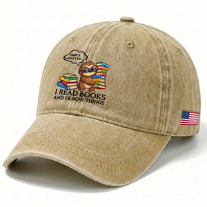 That Is What I Do I Read Books Washed Cotton Baseball Cap Funny Sloth Book Lover TS14 Print Your Wear