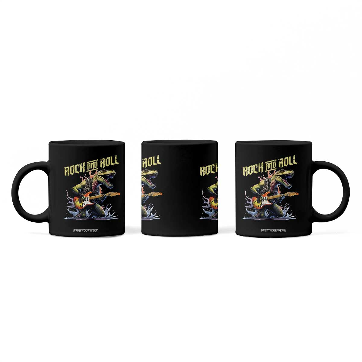 Rock And Roll Coffee Mug Funny Dionasaur Playing Guitar TS14 Print Your Wear