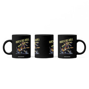 Rock And Roll Coffee Mug Funny Dionasaur Playing Guitar TS14 Print Your Wear