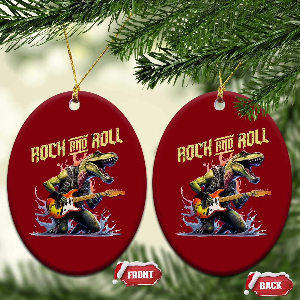 Rock And Roll Ceramic Ornament Funny Dionasaur Playing Guitar TS14 Print Your Wear