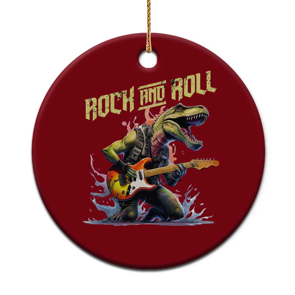 Rock And Roll Ceramic Ornament Funny Dionasaur Playing Guitar TS14 1pc Red Print Your Wear