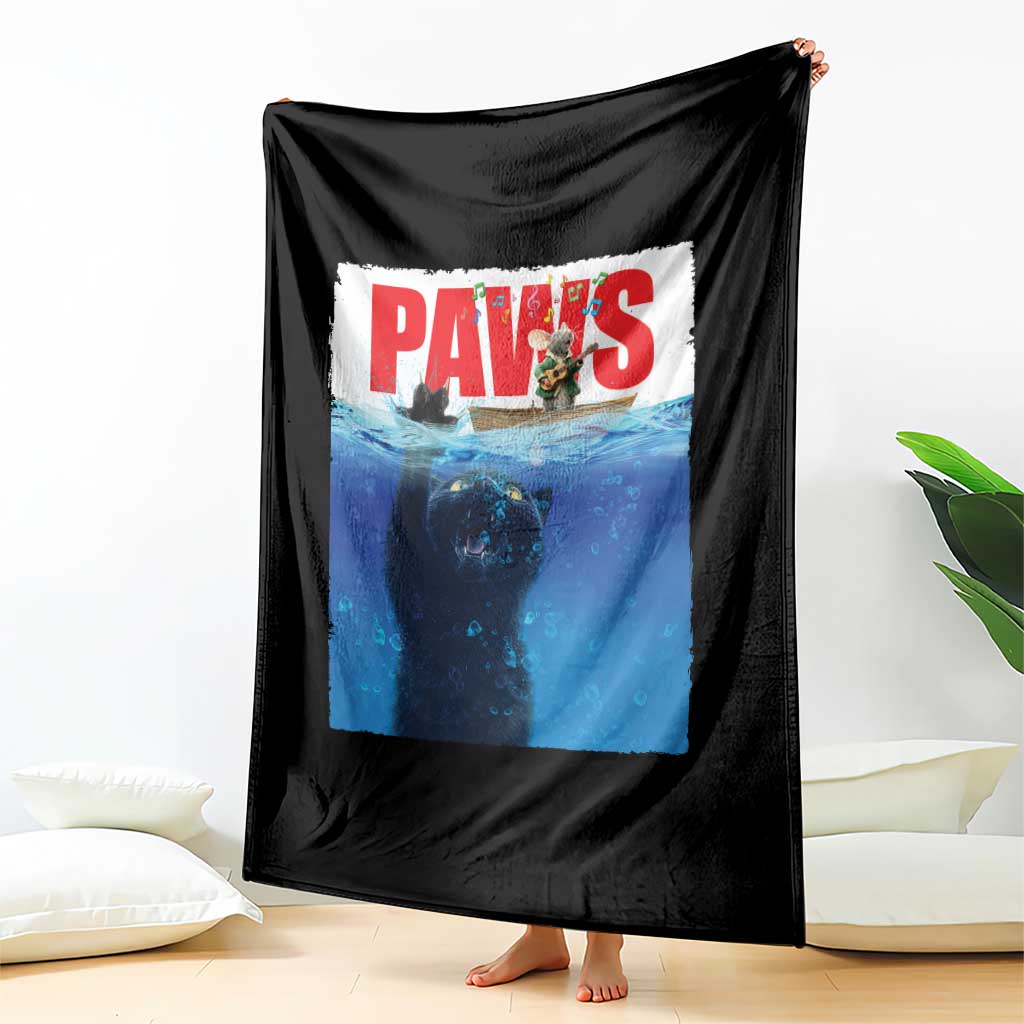 Funny Black Cat Throw Blanket PAWS Parody Kitten Mouse Humorous TS14 Print Your Wear