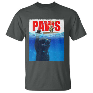 Funny Black Cat T Shirt PAWS Parody Kitten Mouse Humorous TS14 Dark Heather Print Your Wear