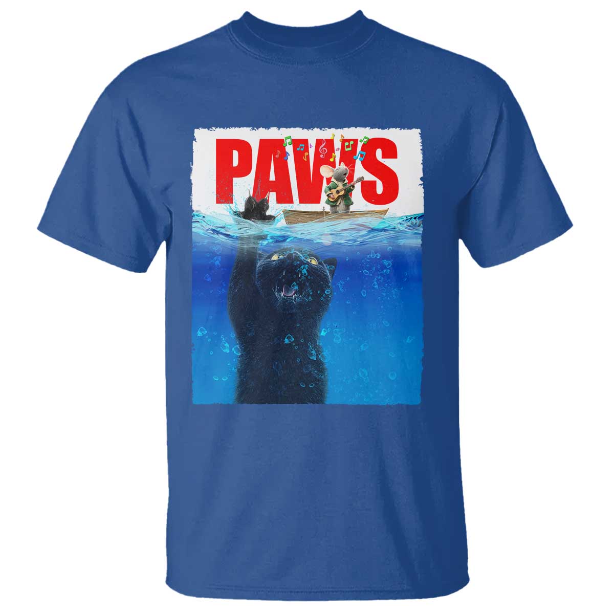 Funny Black Cat T Shirt PAWS Parody Kitten Mouse Humorous TS14 Royal Blue Print Your Wear