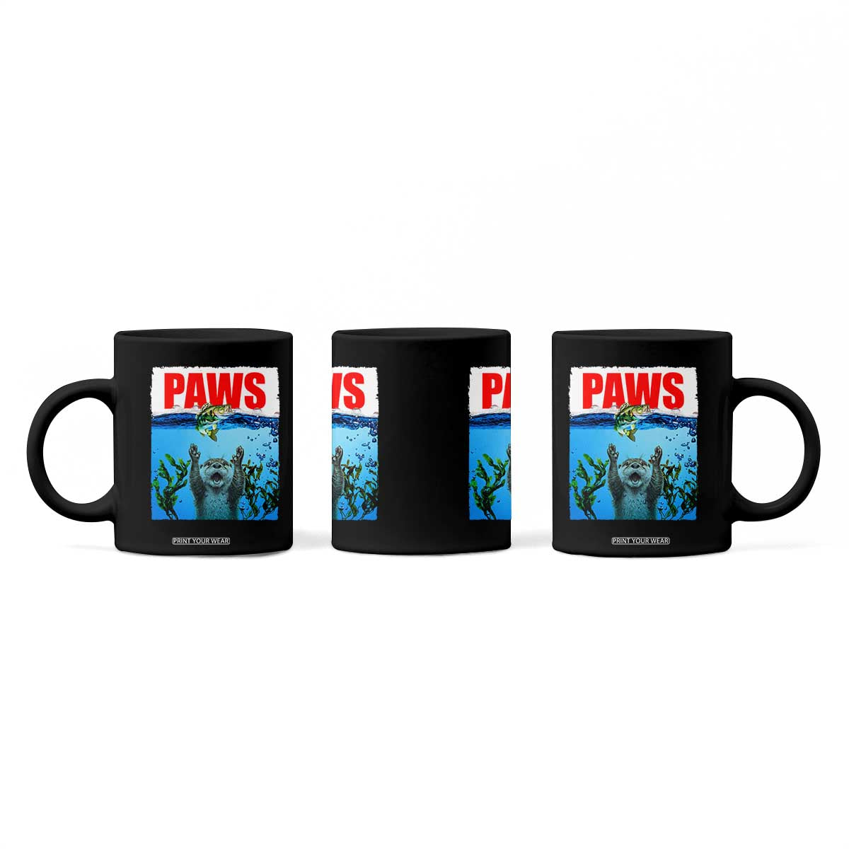 Paws Parody Coffee Mug Otter Chasing Bass Fish Ocean TS14 Print Your Wear