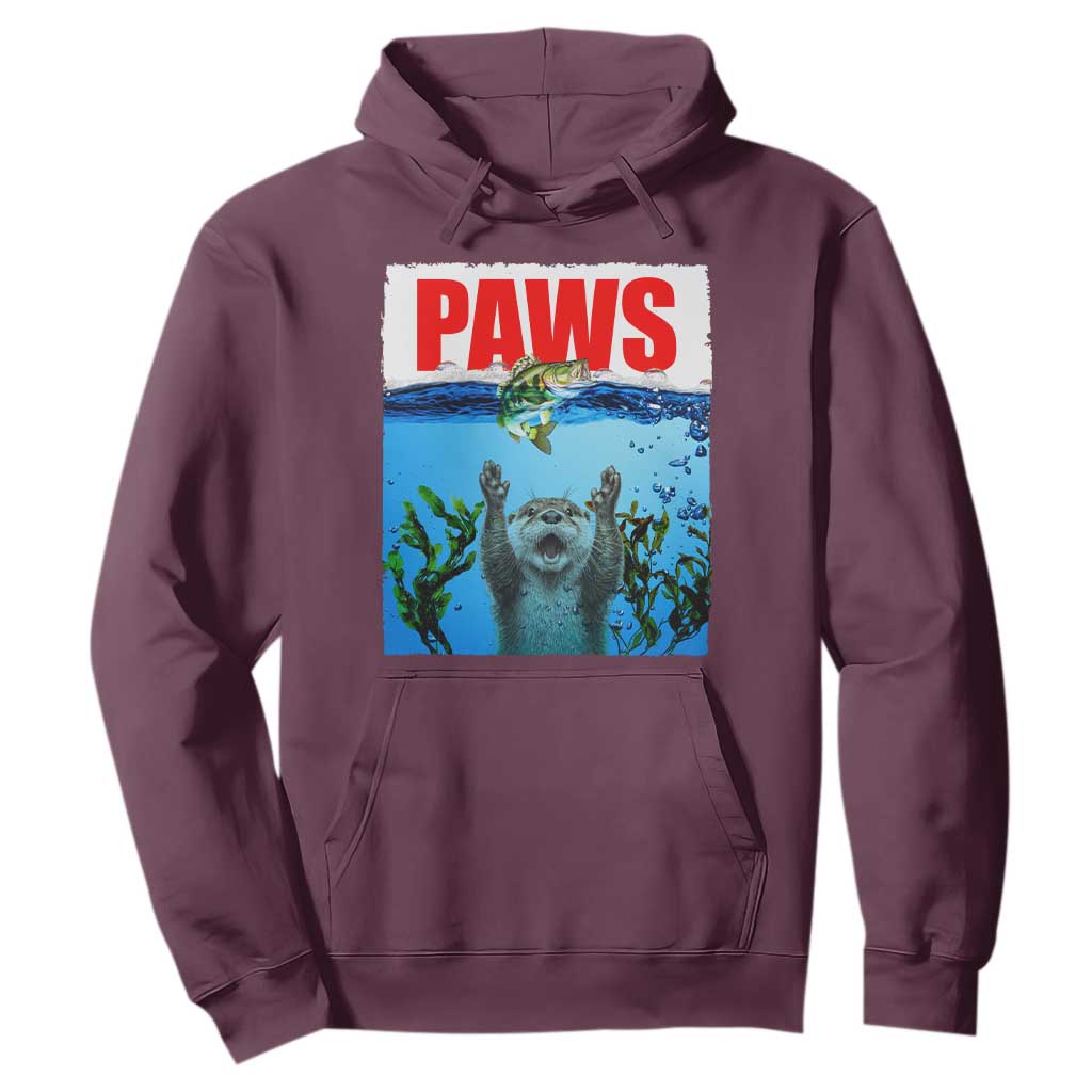 Paws Parody Hoodie Otter Chasing Bass Fish Ocean TS14 Maroon Print Your Wear